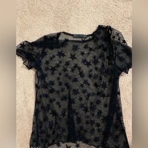 Mesh black top with stars